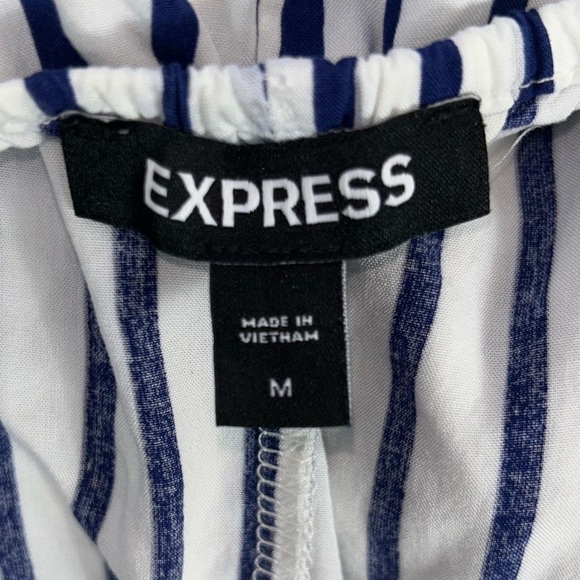 Express Dress Mini Stripe V-neck Wrap Dress Sleeveless Thin Straps Elastic Waist - Picture 3 of 12